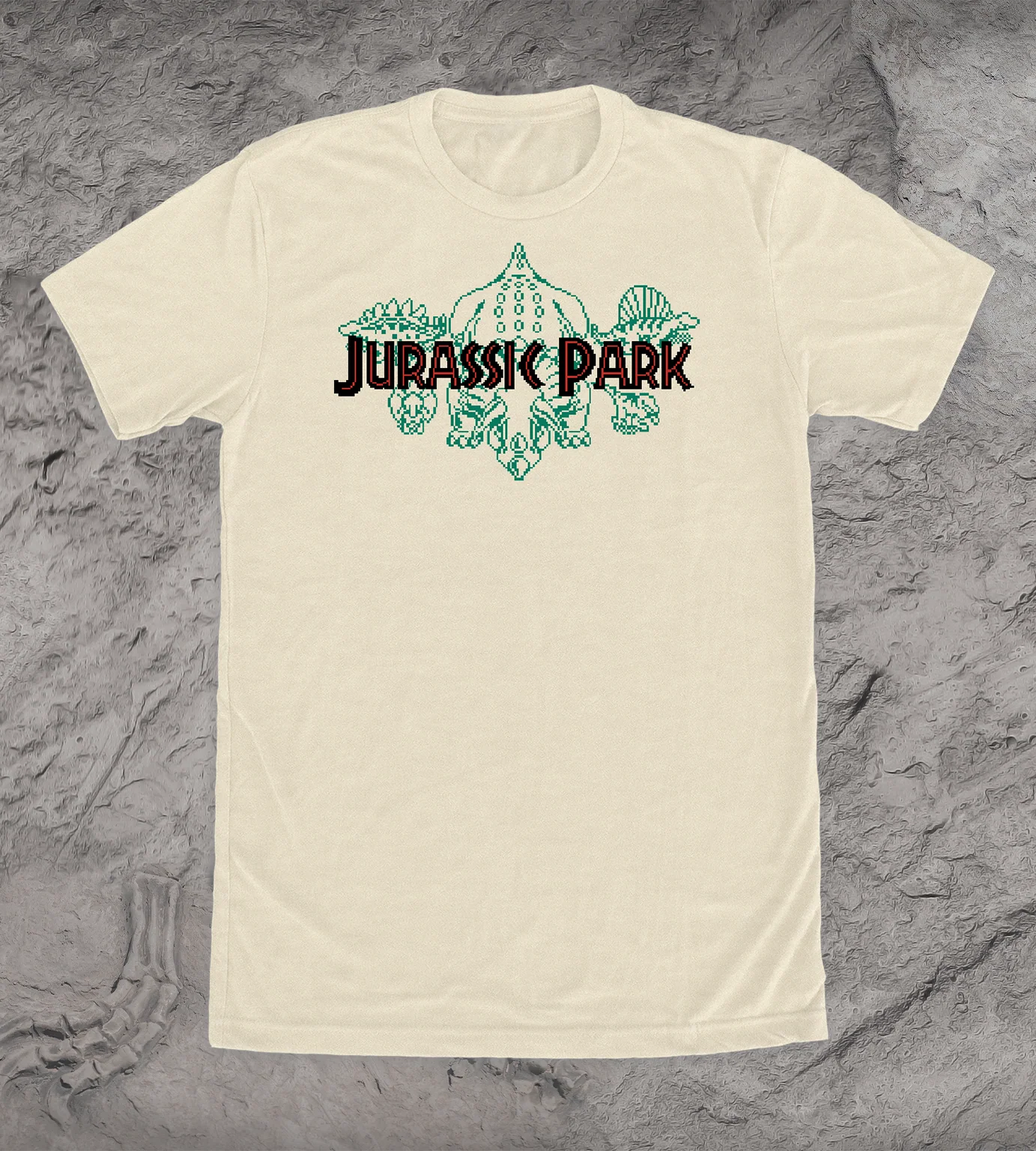 Jurassic Park Triceratops Pixel T-Shirt - Image 2
